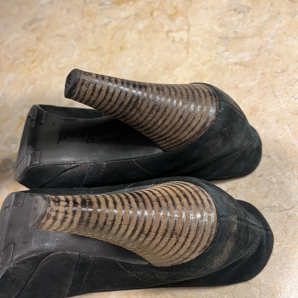 Paul Green Lace Up Brown Metallic Suede Booties - Picture 6 of 10